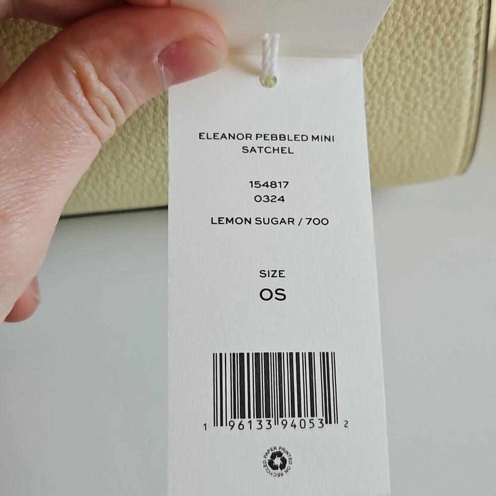 NWT Tory Burch Mini Eleanor Pebbled Satchel. Lemon Sugar. - Picture 8 of 11